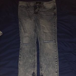Stacked Skinny 30 x 30 Distressed Ankle Zip Jeans